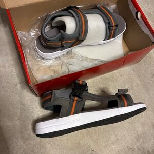 New Propet Mens 12‎ XX 5E Grey Orange Adjustable Strap Sport Sandals